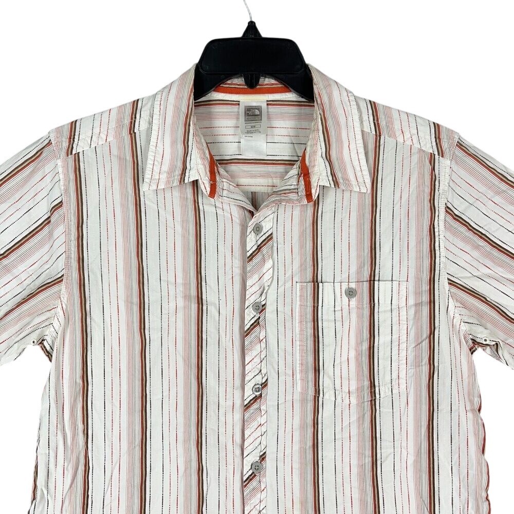 North Face Striped Camp Casual Button-Down Short-Sleeve Pocket Shirt Mens M